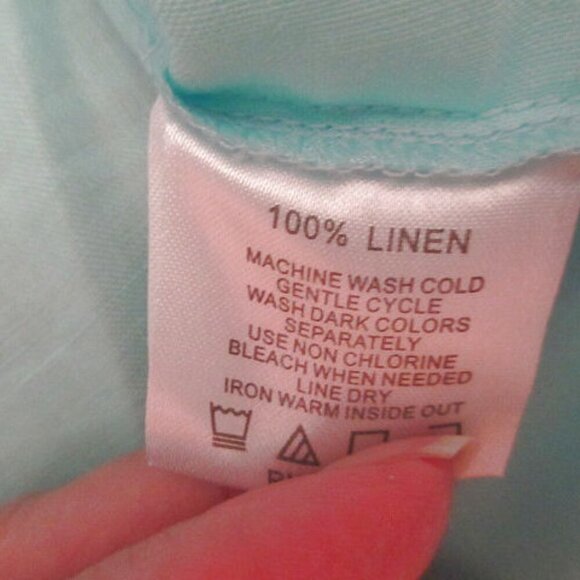 Symple 100% Linen Top Size M Tunic Button Up High Low Lagenook Beachy Coastal - Picture 12 of 12